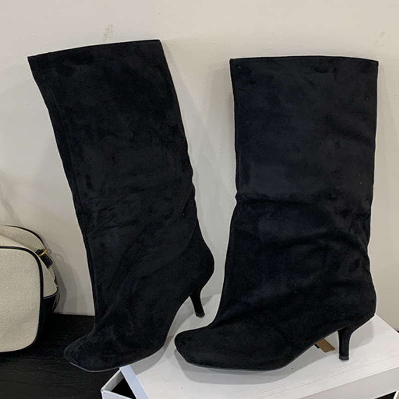 Knee High Boots Women - Invierno calle Punk punta redonda mujeres