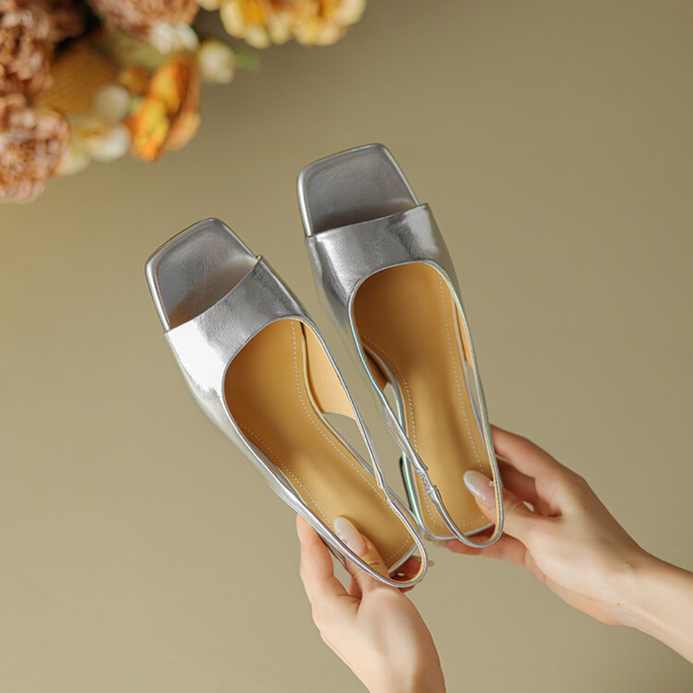 Mule Slip On - Mules de tacón bajo metálico con