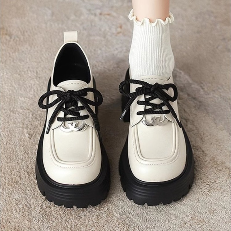 Oxford Lace Up Women - Zapatos Oxford de Plataforma Blancos para