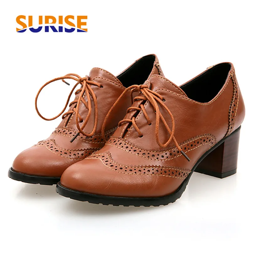 Oxford Lace Up Women - Zapatos Oxford británicos para mujer, tacones
