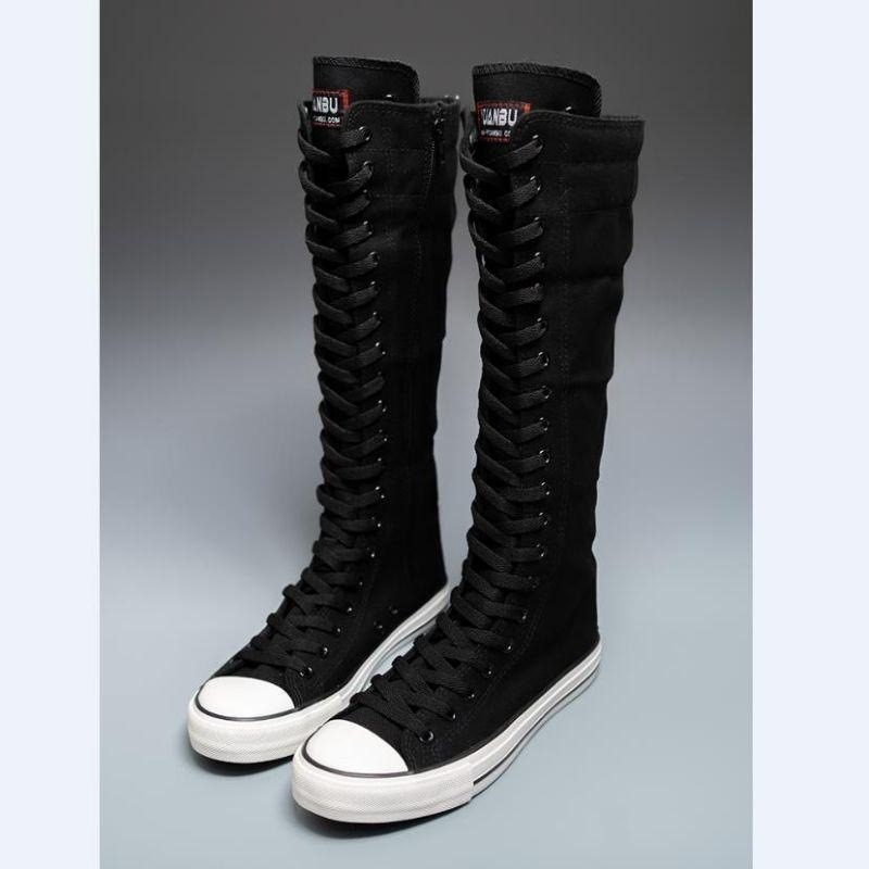 Zapatos de Lona de Caña Alta p - Knee High Boots Women reseña y precio