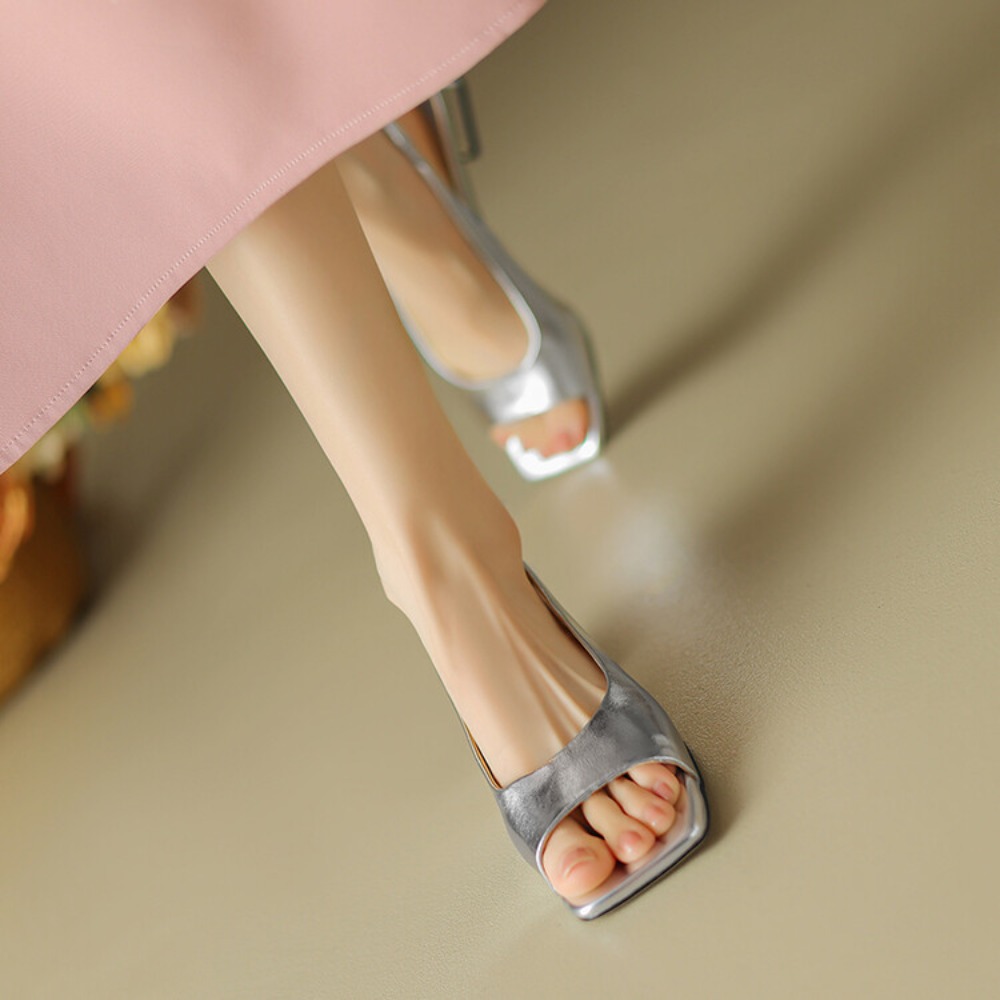 Mules de tacón bajo metálico c - Mule Slip On reseña y precio
