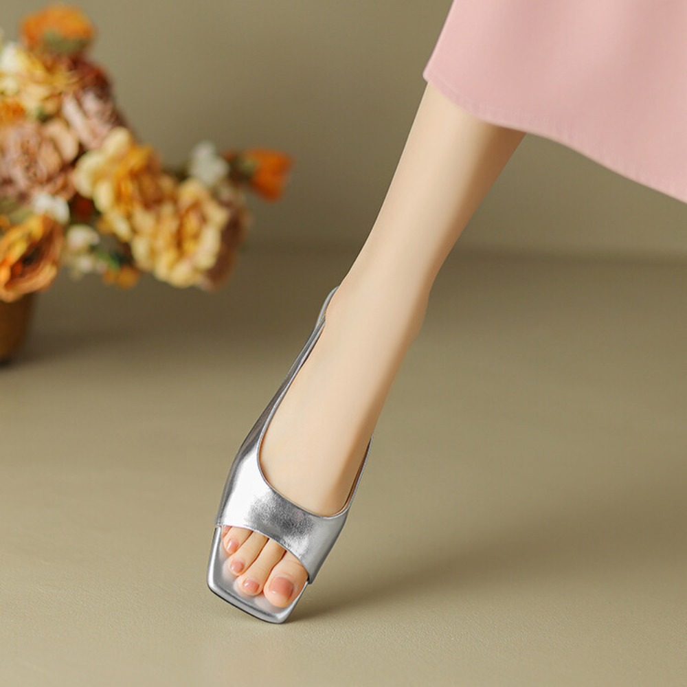 Mules de tacón bajo metálico c - Mule Slip On reseña y precio