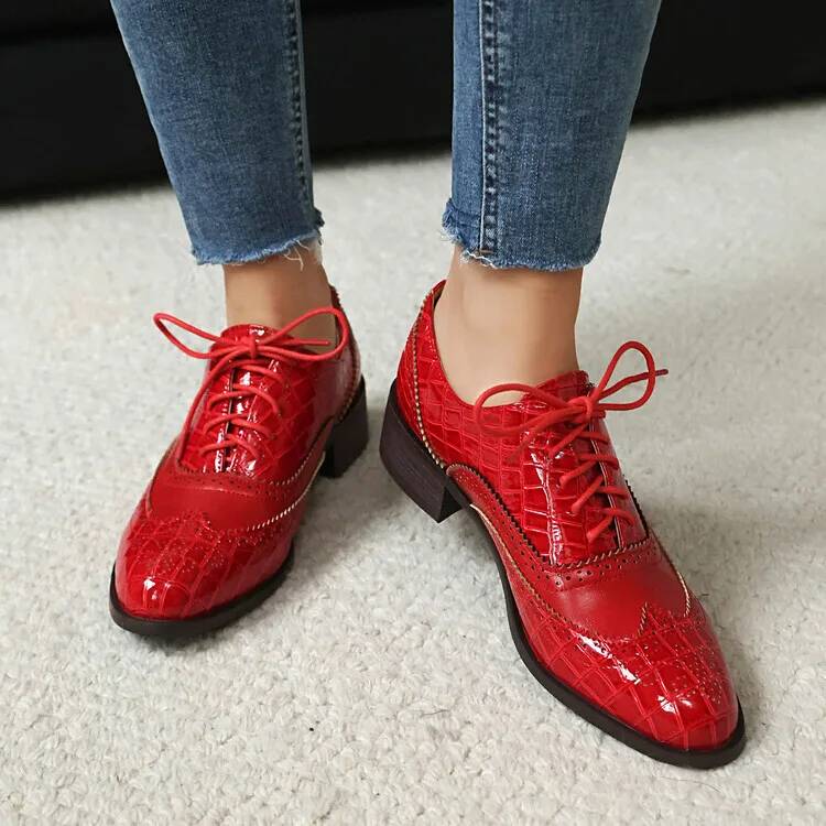 Zapatos de tacón bajo con cord - Oxford Lace Up Women reseña y precio