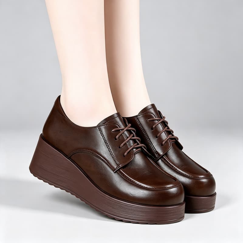 Zapatos de cuero suave de 6 cm - Oxford Lace Up Women reseña y precio