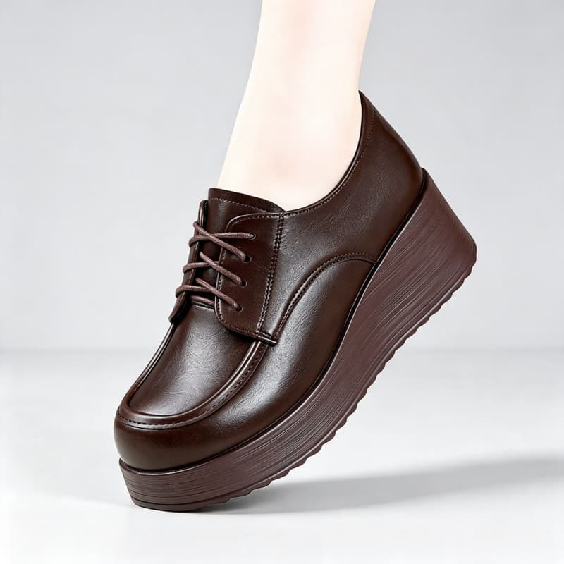 Zapatos de cuero suave de 6 cm - Oxford Lace Up Women reseña y precio